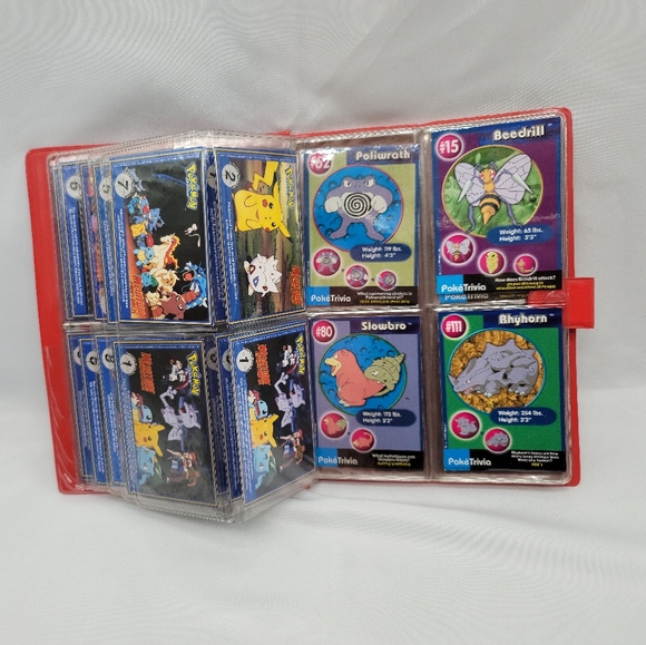1999 Original Pokemon BurgerKing PokeTrivia Trading Cards + Pikachu Red Binder - Picture 9 of 11